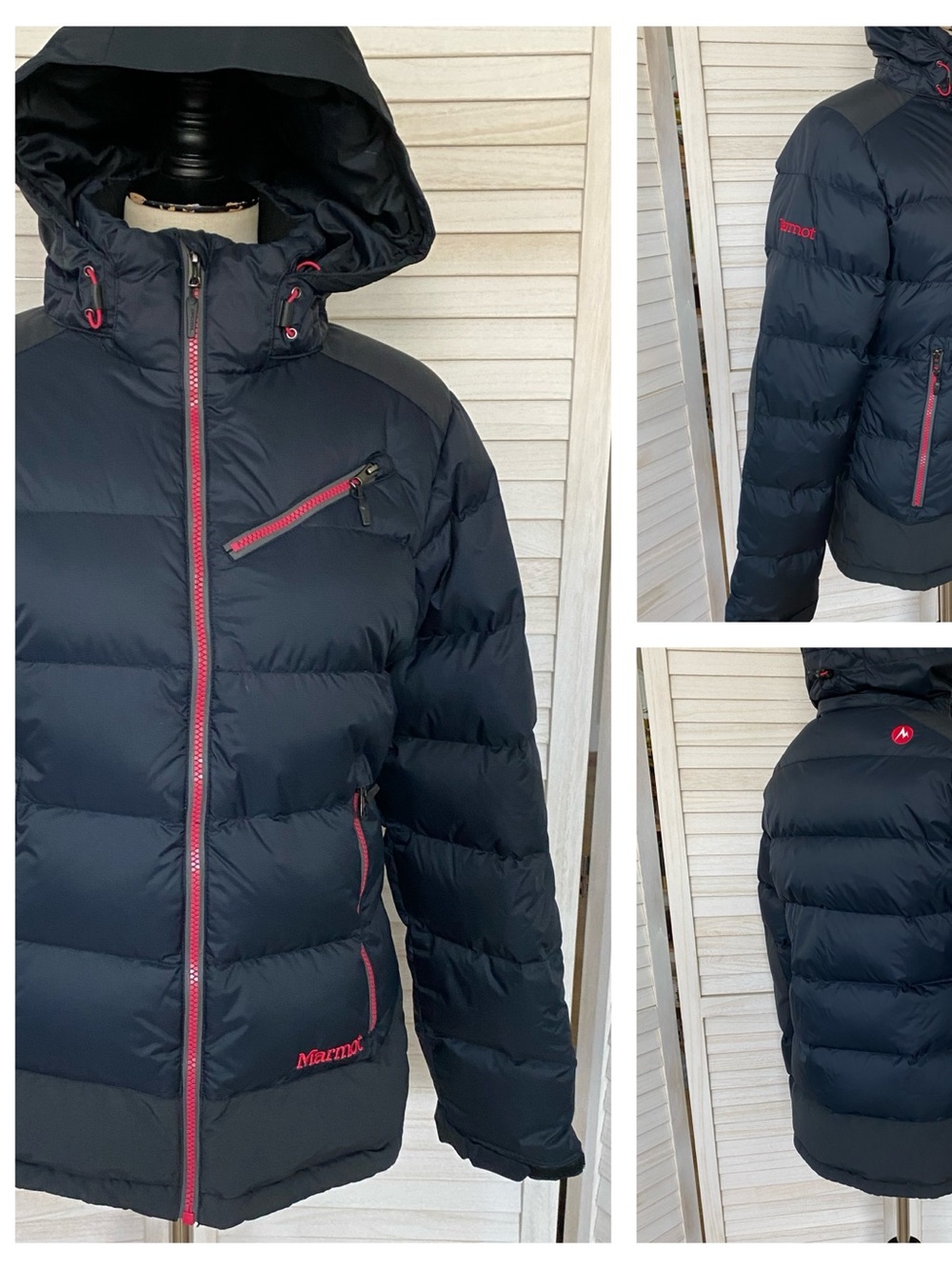 Marmot Women's Black Puffer Goose Down Jacket SZ M Winter Ski Sporty 650 Fill